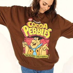 M🍂Cocoa Pebbles & The Flinstone Nostalgia Brown Sweatshirt Unisex